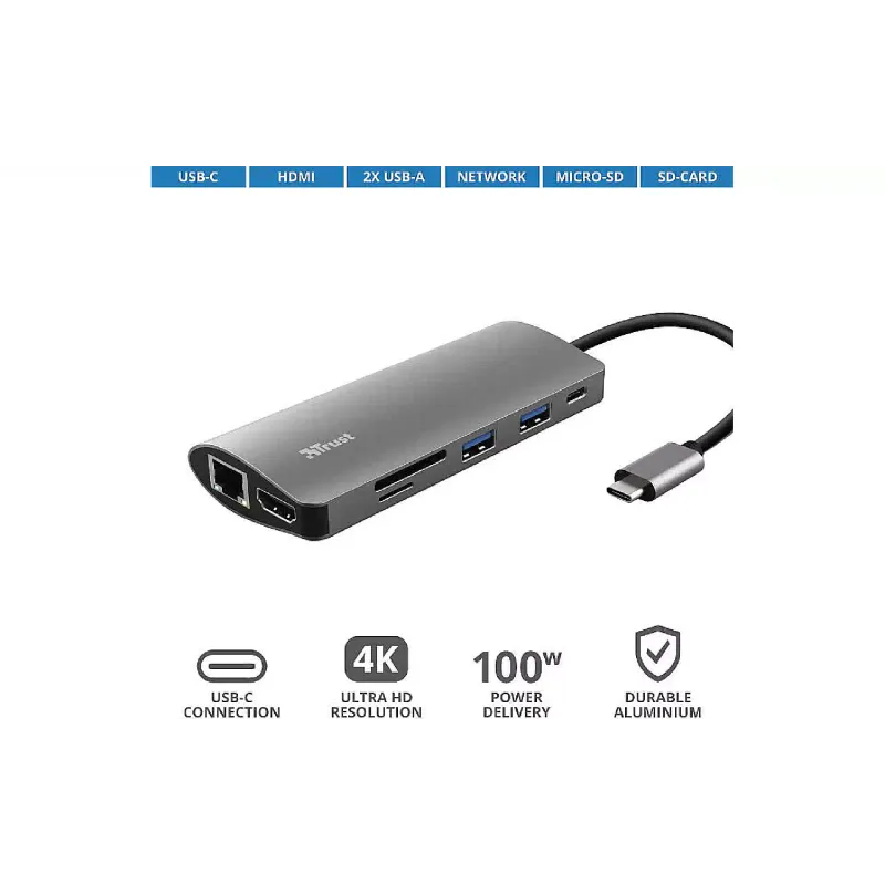 USB хъб Trust, Gray (23775_TRUST)