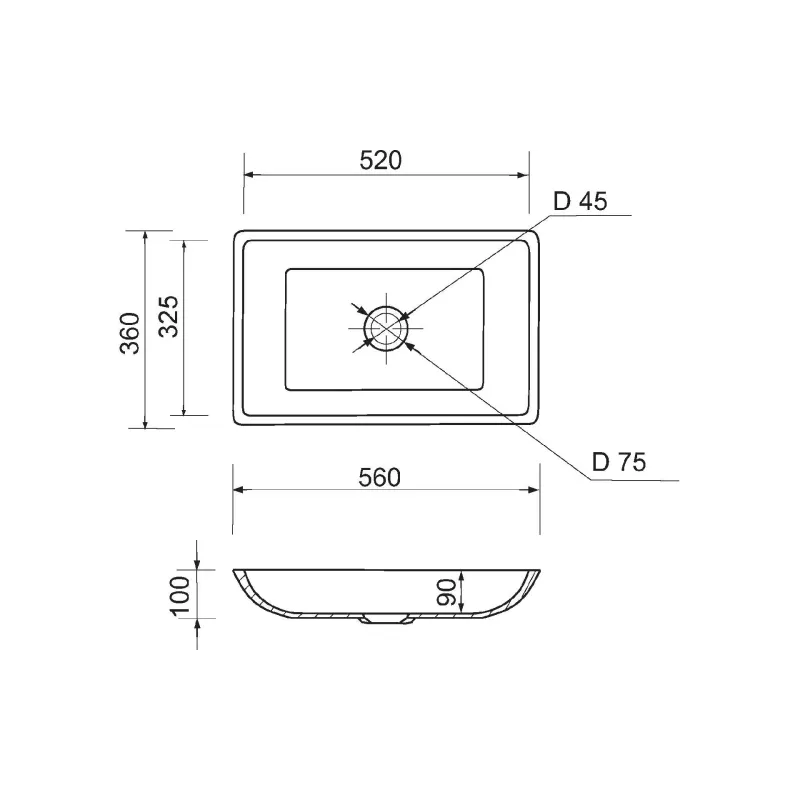 Mosdó + mosdótálca Adamant Lower, White (100003858)