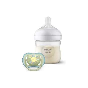 Бутылочка для кормления + пустышка Avent, природный поток, 125 мл, 0-6 мес (SCD837/10)