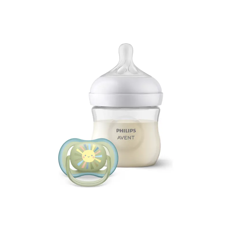 Бутылочка для кормления + пустышка Avent, природный поток, 125 мл, 0-6 мес (SCD837/10)