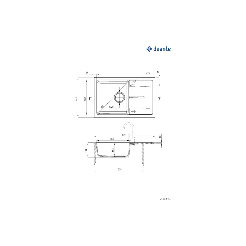حوض المطبخ Deante (ZRDGS113)