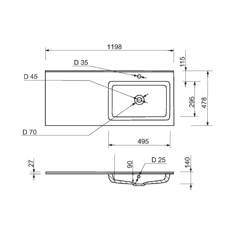 Mosdó + mosdótálca Adamant Flate 120R (4824296208501)