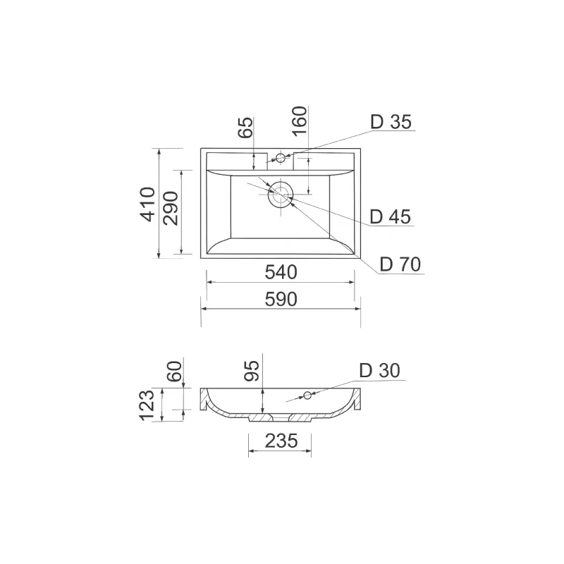 Sink + washbasin Adamant Streng New (100002839), White