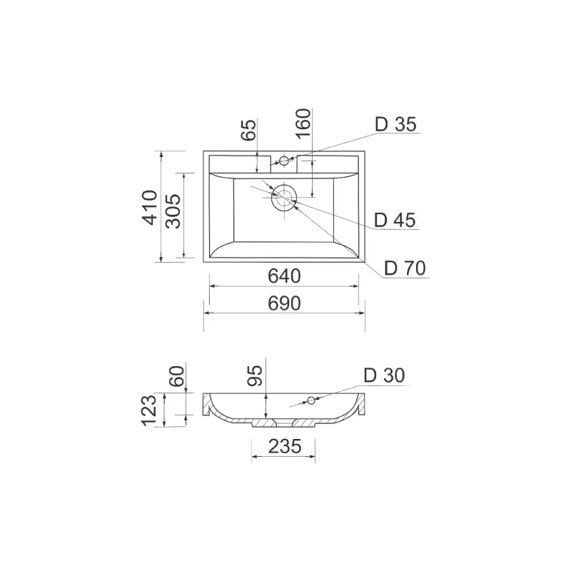 Sink + washbasin Adamant Streng New (100002879), White