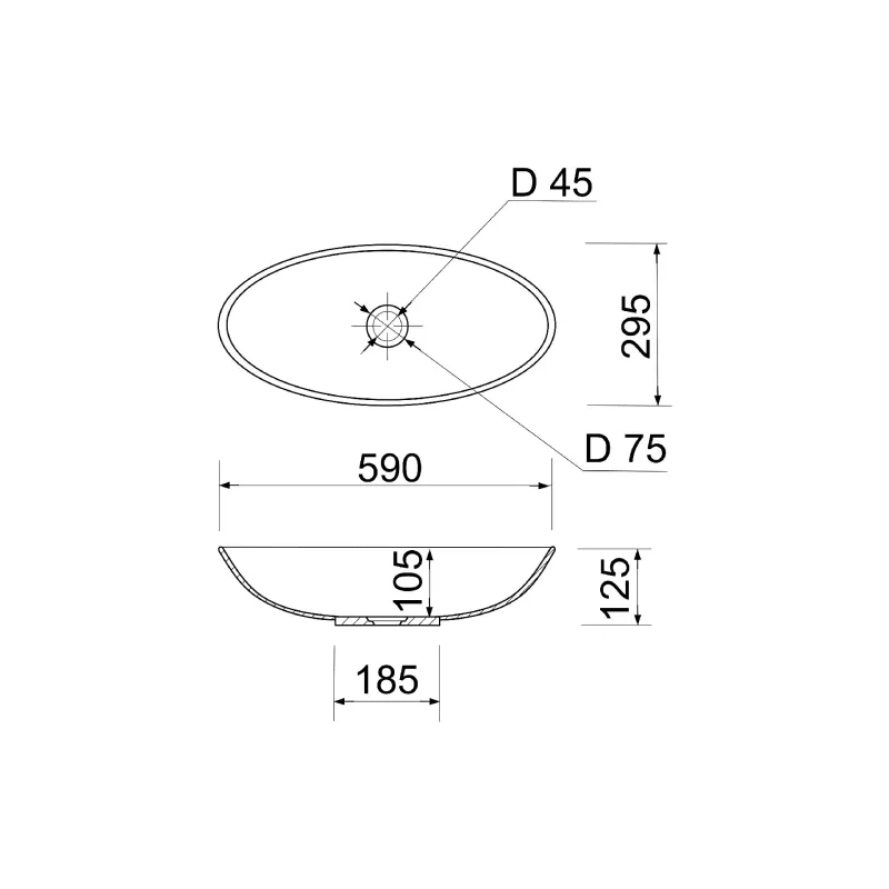 Раковина + умивальник Adamant Andere New (100003856), Black/White