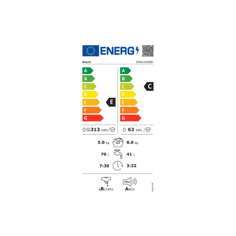Máquina de lavar e secar Bosch, White (WNA13400BY)
