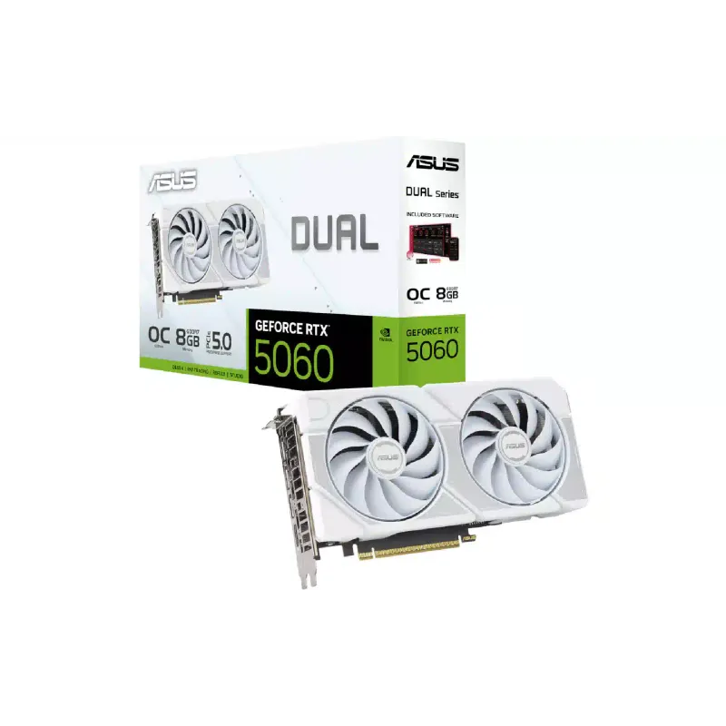 Κάρτα βίντεο Asus GeForce RTX5060, White (DUAL-RTX5060-08G-WHITE)