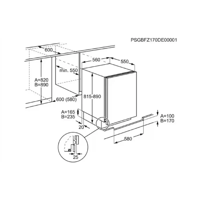 Вградена хладилна камера Electrolux, White (LXB2AE82S)
