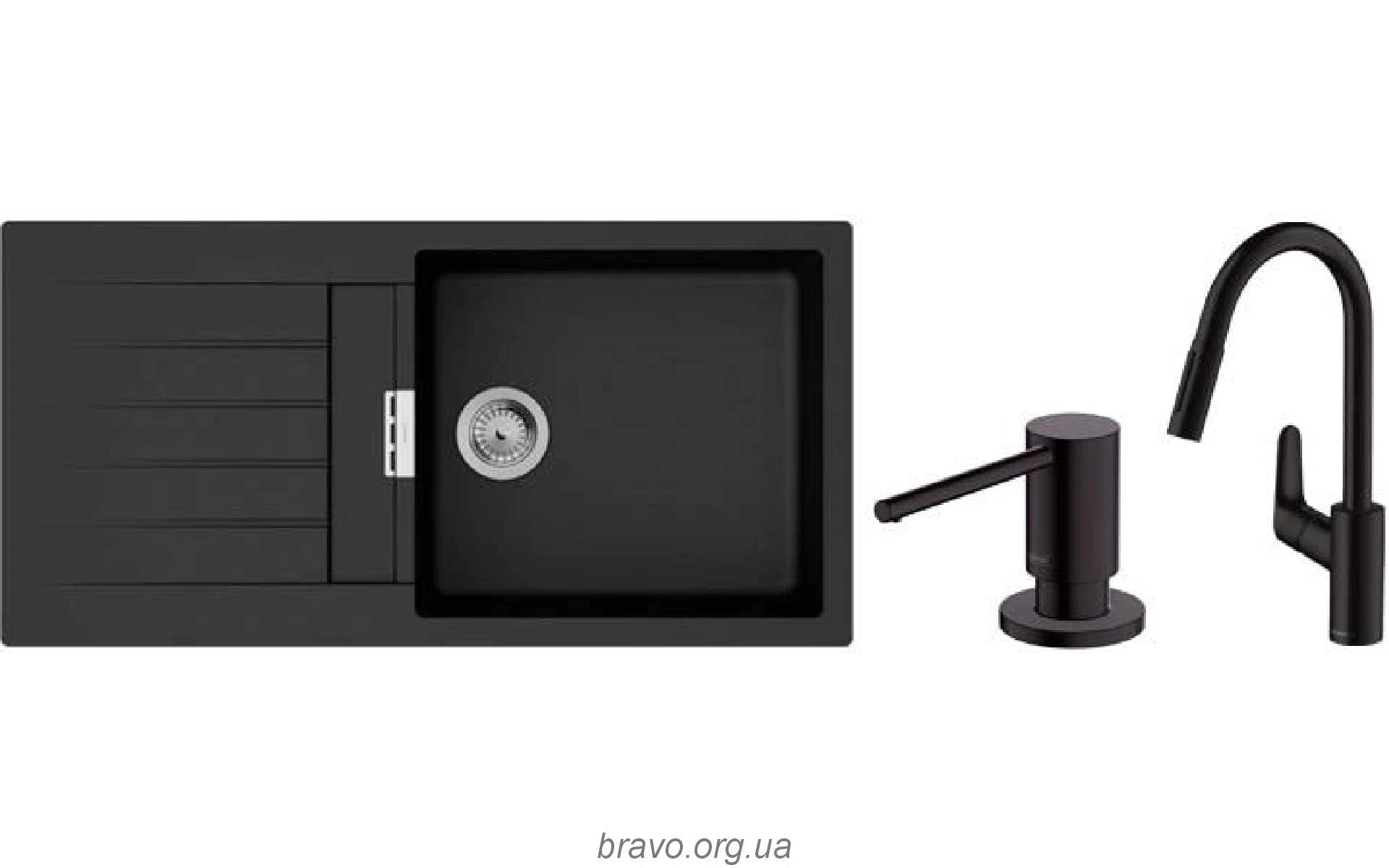 Kitchen sink + mixer Hansgrohe S520-F480 (43358600), Black Graphite Kitchen sink + mixer Hansgrohe S520-F480 (43358600), Black Graphite