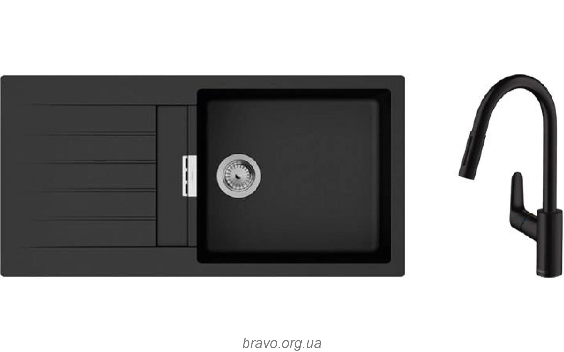 Kitchen sink + mixer Hansgrohe S520-F480 (43358670), Black Graphite Kitchen sink + mixer Hansgrohe S520-F480 (43358670), Black Graphite