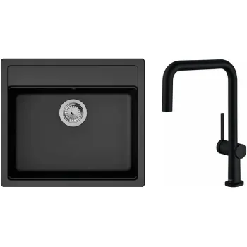 Küchenspüle + Mischbatterie Hansgrohe S520-F510, Black Graphite (43359670)
