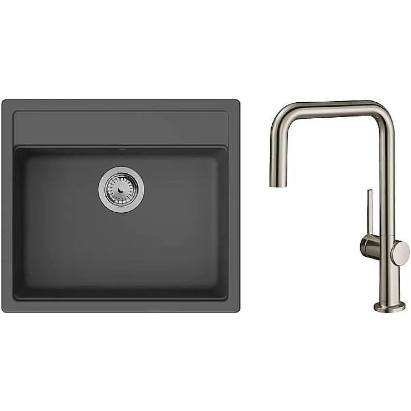 Küchenspüle + Mischbatterie Hansgrohe S520-F510, Black Graphite (43359800)