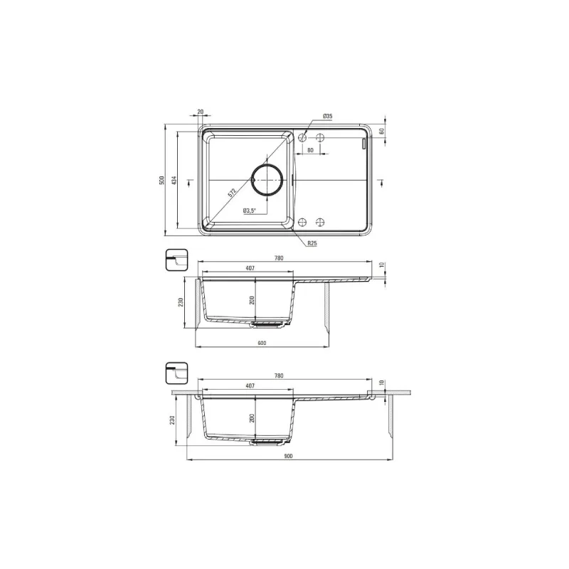 حوض المطبخ Deante Momi, Alabaster (ZKM_A113)