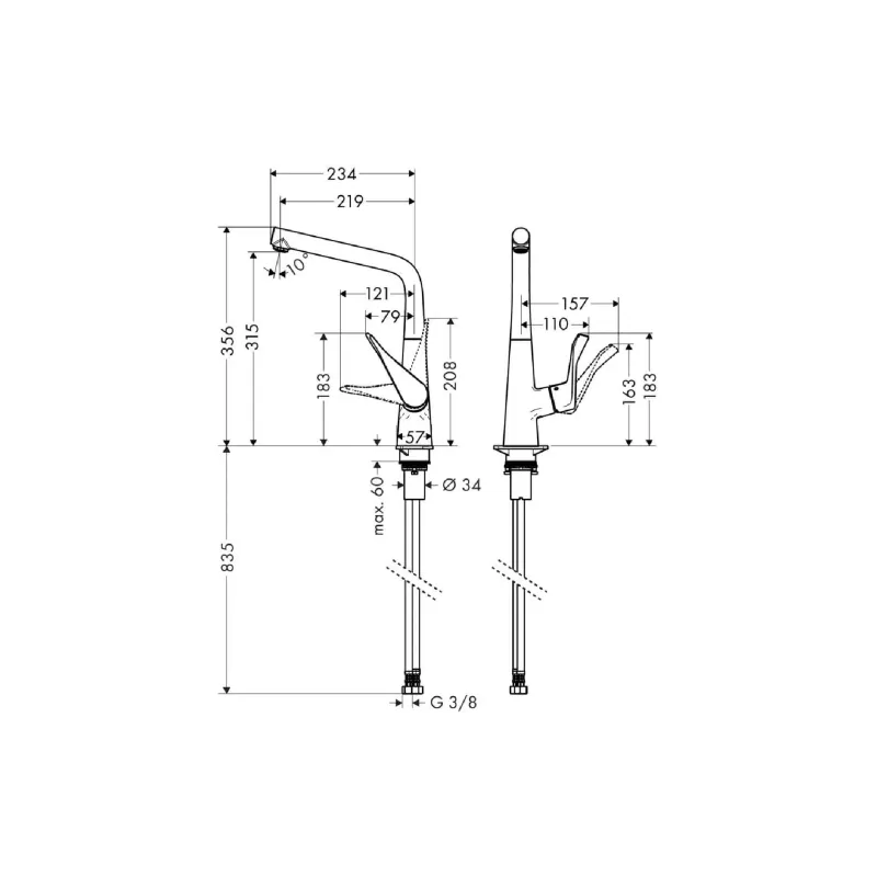 Смеситель для кухни Hansgrohe Metris (14822000)