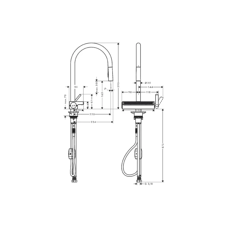 Кухненски кран Hansgrohe Aquno Select, Matte Black (73837670)