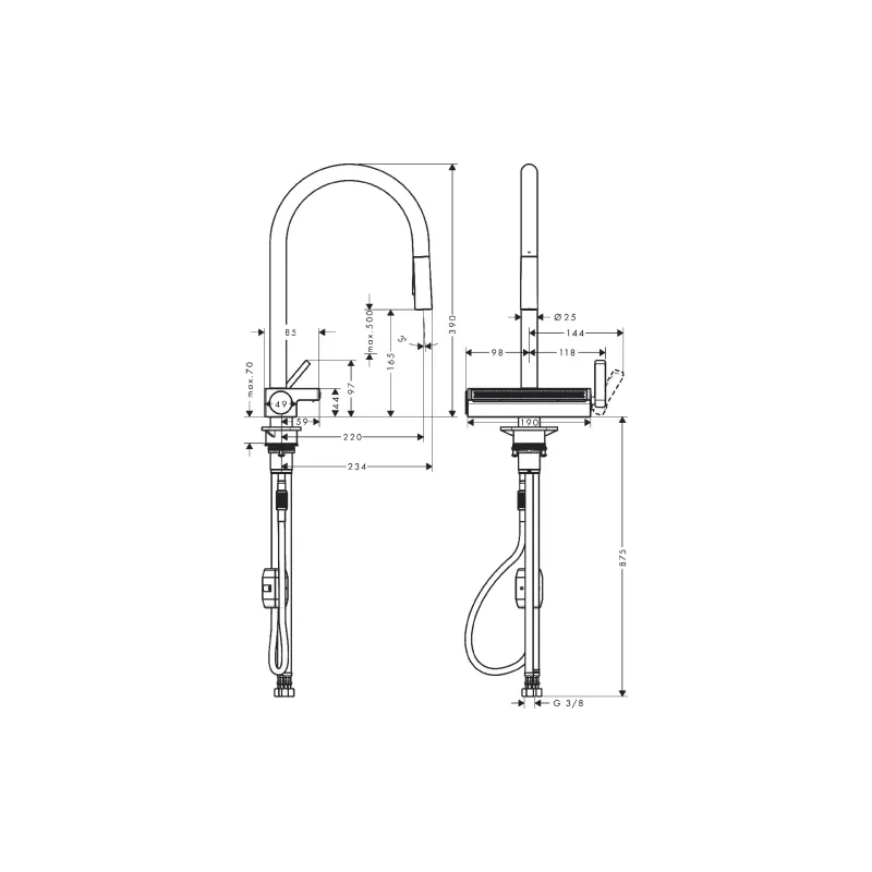 Torneira de cozinha Hansgrohe Aquno Select, Chrome (73837000)