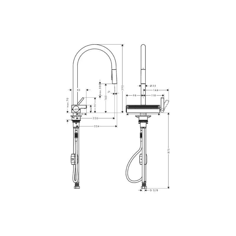Küchenarmatur Hansgrohe Aquno Select, Steel (73837800)