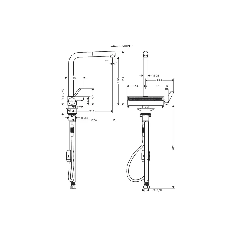 Змішувач для кухні Hansgrohe Aquno Select (73836800), Steel