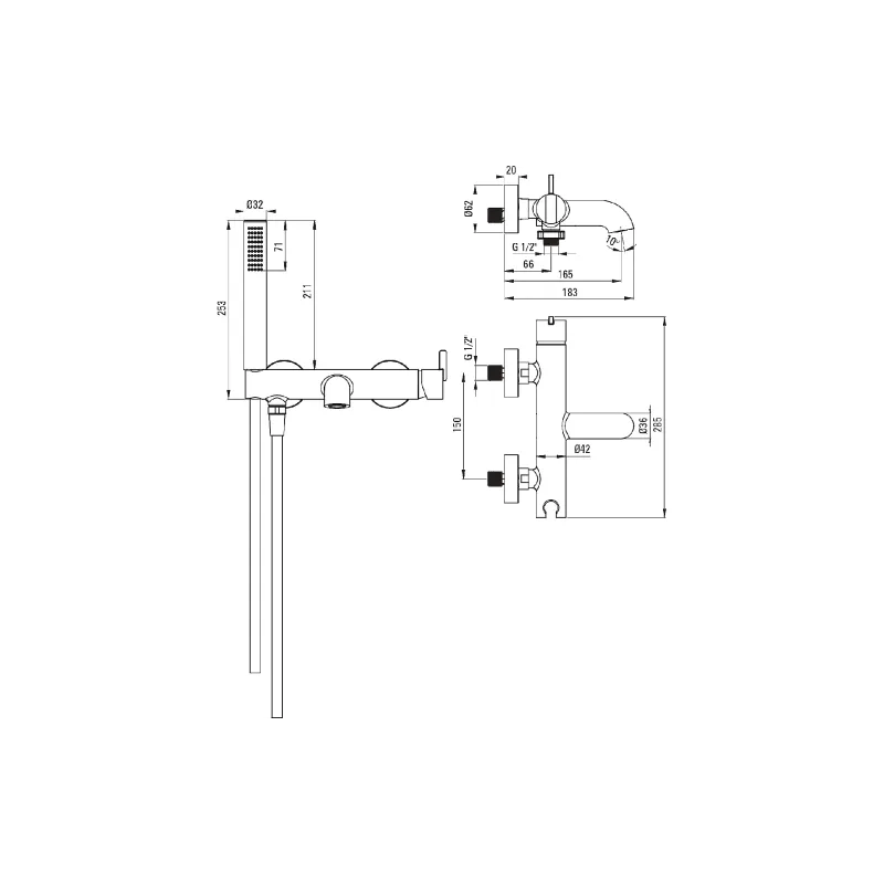 مجموعة دش Deante Silia, Matte Steel (BQS_F11M)