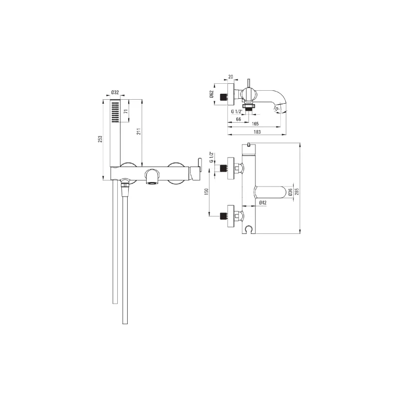 Zuhanyrendszer Deante Silia, Brushed Gold (BQS_R11M)