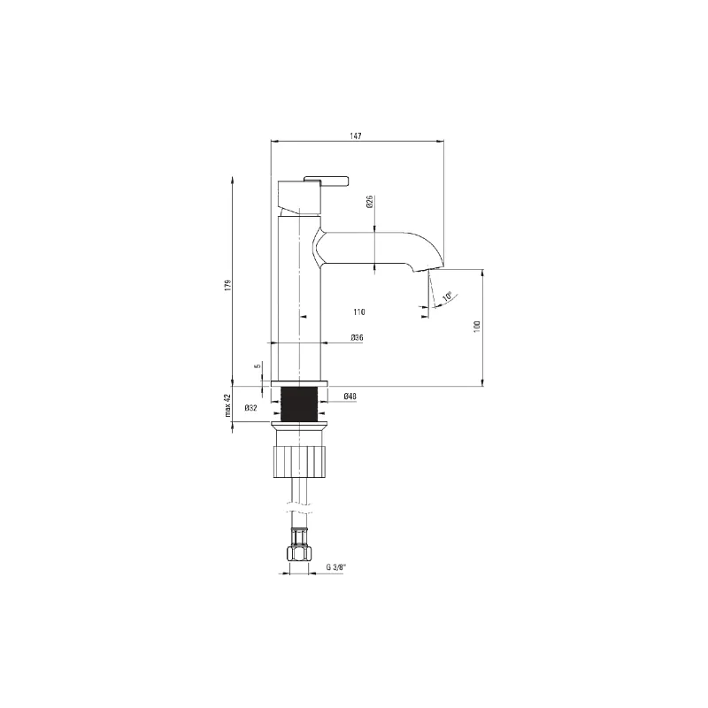خلاط الحوض Deante Silia, Matte Steel (BQS_F20M)