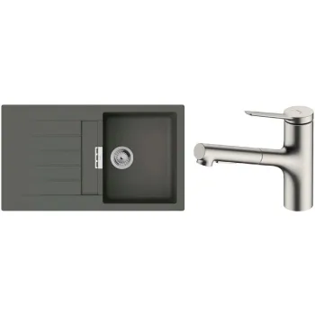 Küchenspüle + Mischbatterie Hansgrohe S520-F345, Grey Stone (43356800)