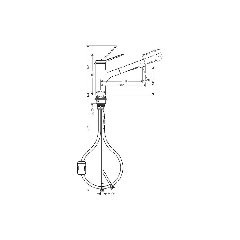 حوض المطبخ + الخلاط Hansgrohe S520-F345, Grey Stone (43356800)