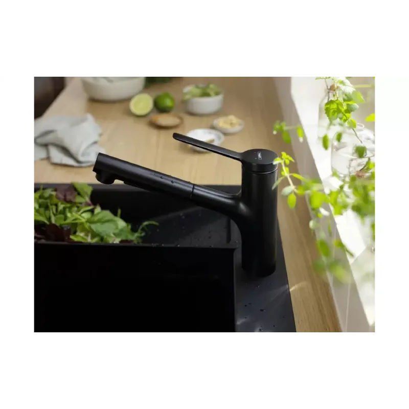 Kitchen sink + mixer Hansgrohe S520-F345 (43356670), Black Graphite