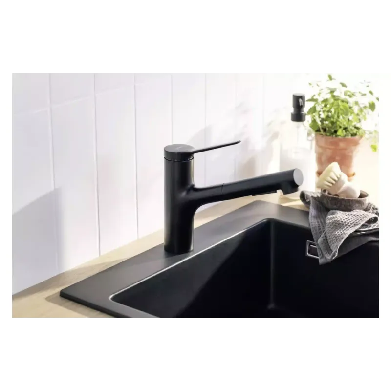 Kitchen sink + mixer Hansgrohe S520-F345 (43356670), Black Graphite