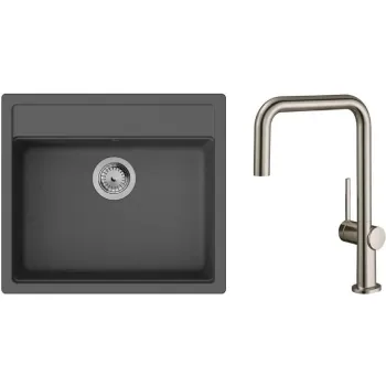 Küchenspüle + Mischbatterie Hansgrohe S520-F510, Black Graphite (43359800)