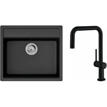Küchenspüle + Mischbatterie Hansgrohe S520-F510, Black Graphite (43359670)