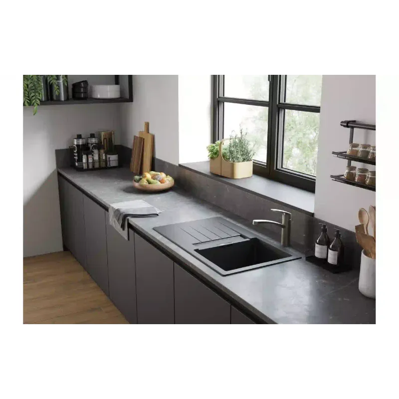Νιπτήρας κουζίνας + μίξερ Hansgrohe S520-F480, Grey Stone (43358800)