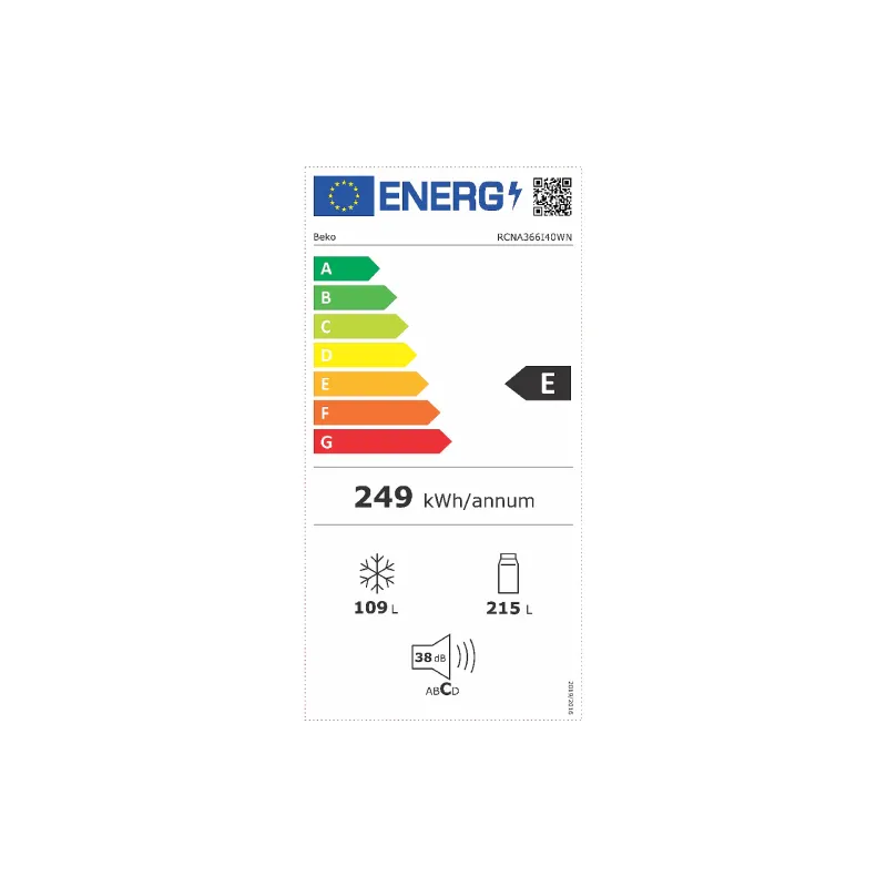 ثلاجة Beko, White (RCNA366I40WN)
