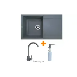 Кухонна мийка + змішувач + дозатор Adamant Horizon (1824296901504), врізна, Grey Кухонна мийка + змішувач + дозатор Adamant Horizon (1824296901504), врізна, Grey