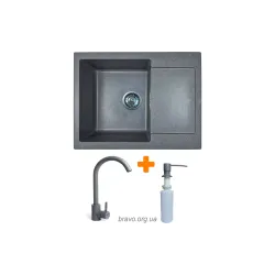 Кухонна мийка + змішувач + дозатор Adamant Minimal (1824296902304), врізна, Grey Кухонна мийка + змішувач + дозатор Adamant Minimal (1824296902304), врізна, Grey