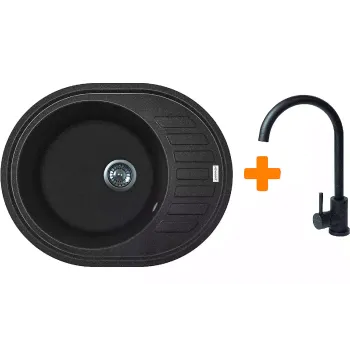 Fregadero de cocina + mezclador Adamant Ovum, Black (1824296910403)