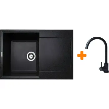Fregadero de cocina + mezclador Adamant Horizon, Black (1824296911503)