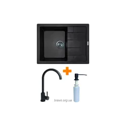 Кухонна мийка + змішувач + дозатор Adamant Anila (182496900303), врізна, Black Кухонна мийка + змішувач + дозатор Adamant Anila (182496900303), врізна, Black