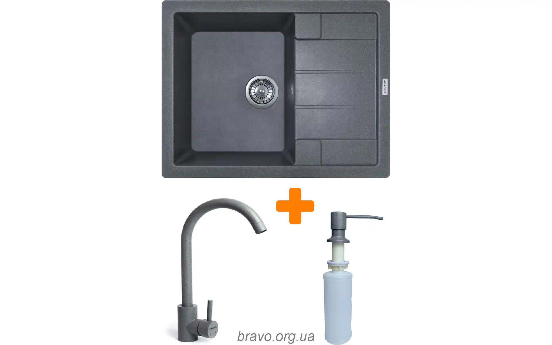 Kitchen sink + faucet + dispenser Adamant Anila (182496900304), Grey Kitchen sink + faucet + dispenser Adamant Anila (182496900304), Grey