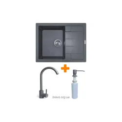 Кухонна мийка + змішувач + дозатор Adamant Anila (182496900304), врізна, Grey Кухонна мийка + змішувач + дозатор Adamant Anila (182496900304), врізна, Grey