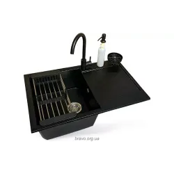 Кухонна мийка + змішувач Adamant Horizon (4824296106303), врізна, Black Кухонна мийка + змішувач Adamant Horizon (4824296106303), врізна, Black