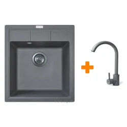 Кухонна мийка + змішувач Adamant Brick (4824296209204), врізна, Grey Кухонна мийка + змішувач Adamant Brick (4824296209204), врізна, Grey