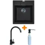 Konyhai mosogató + csaptelep + adagoló Adamant Brick, Black (4824296209703)