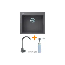 Кухонна мийка + змішувач + дозатор Adamant Univer (4824296902104), врізна, Grey Кухонна мийка + змішувач + дозатор Adamant Univer (4824296902104), врізна, Grey