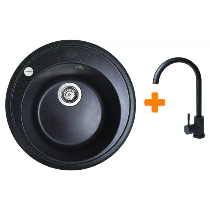 Konyhai mosogató + csaptelep Adamant Sun, Black (4824296910103)