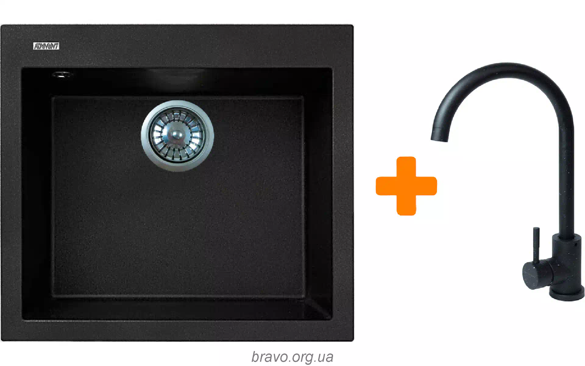 Kitchen sink + mixer Adamant Univer (4824296912103), Black Kitchen sink + mixer Adamant Univer (4824296912103), Black