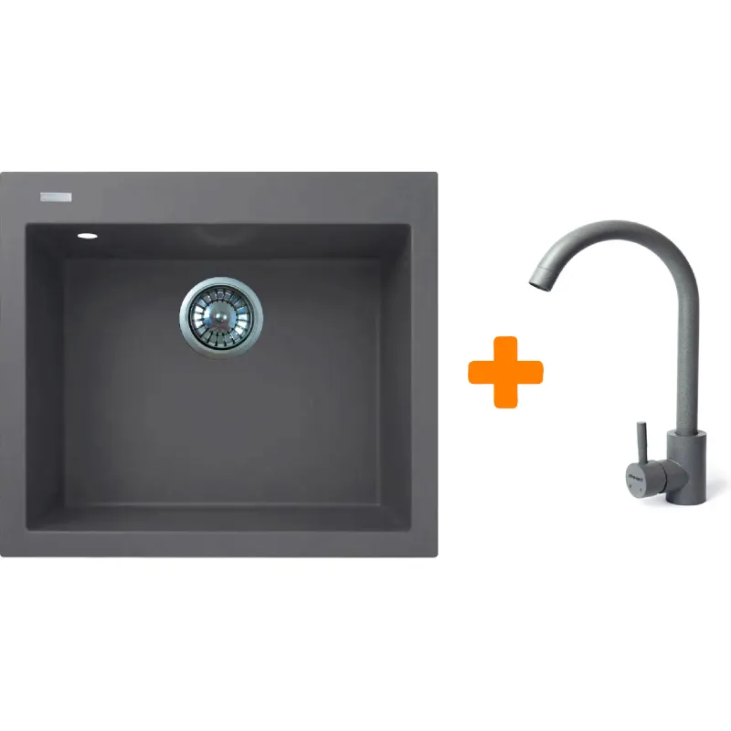 حوض المطبخ + الخلاط Adamant Univer, Grey (4824296912104)