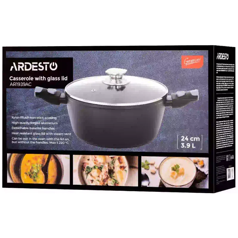 قدر مع غطاء Ardesto Gemini Bari, Black (AR1939AC)