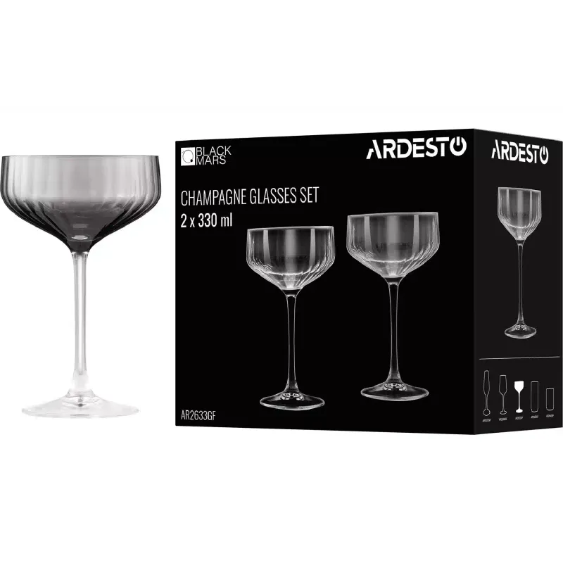 Champagne glass Ardesto Black Mars Alcor (AR2633GF), 330 ml, Grey