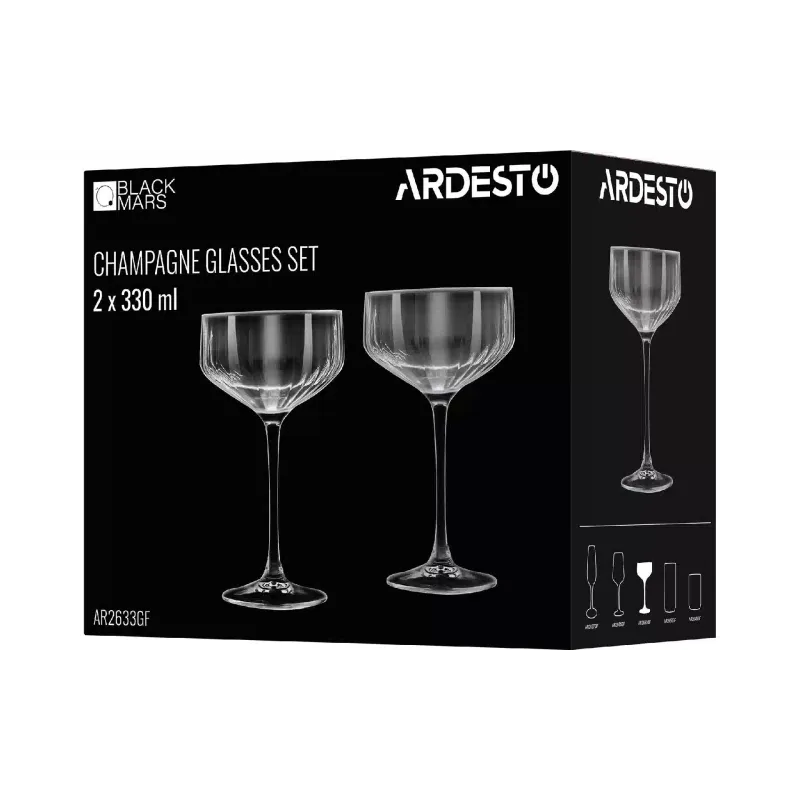 Champagne glass Ardesto Black Mars Alcor (AR2633GF), 330 ml, Grey